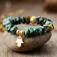 Load image into Gallery viewer, Natural Amethyst /  Lapis Lazuli / African Turquoise Beads with Charm Bracelet
