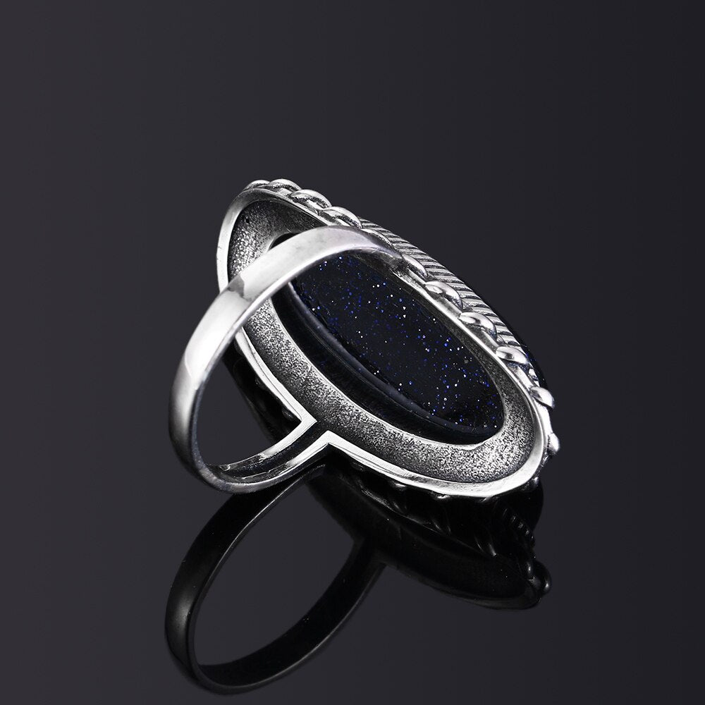 Sterling Silver & Blue Sandstone Ring