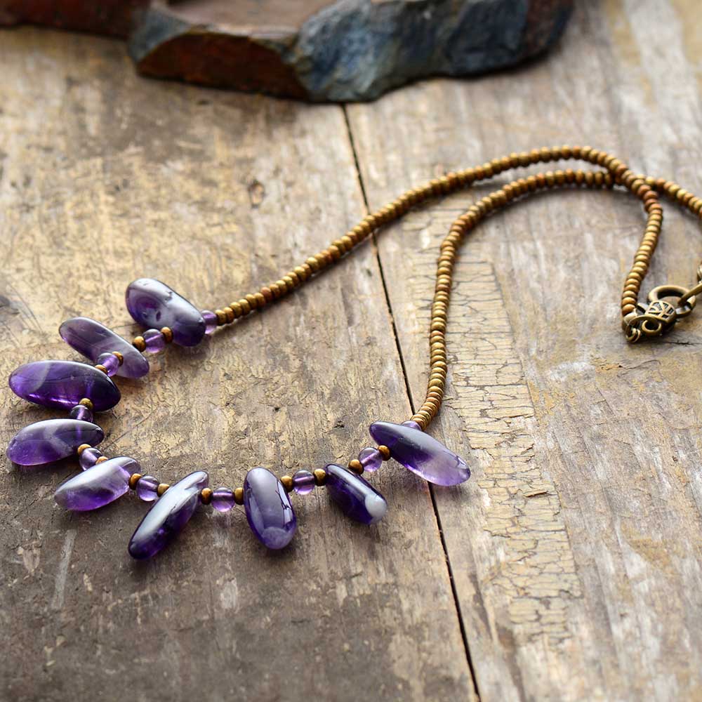 Natural Amethyst Choker Necklace