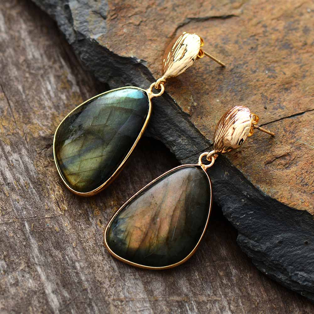 Natural Labradorite Stud Earrings