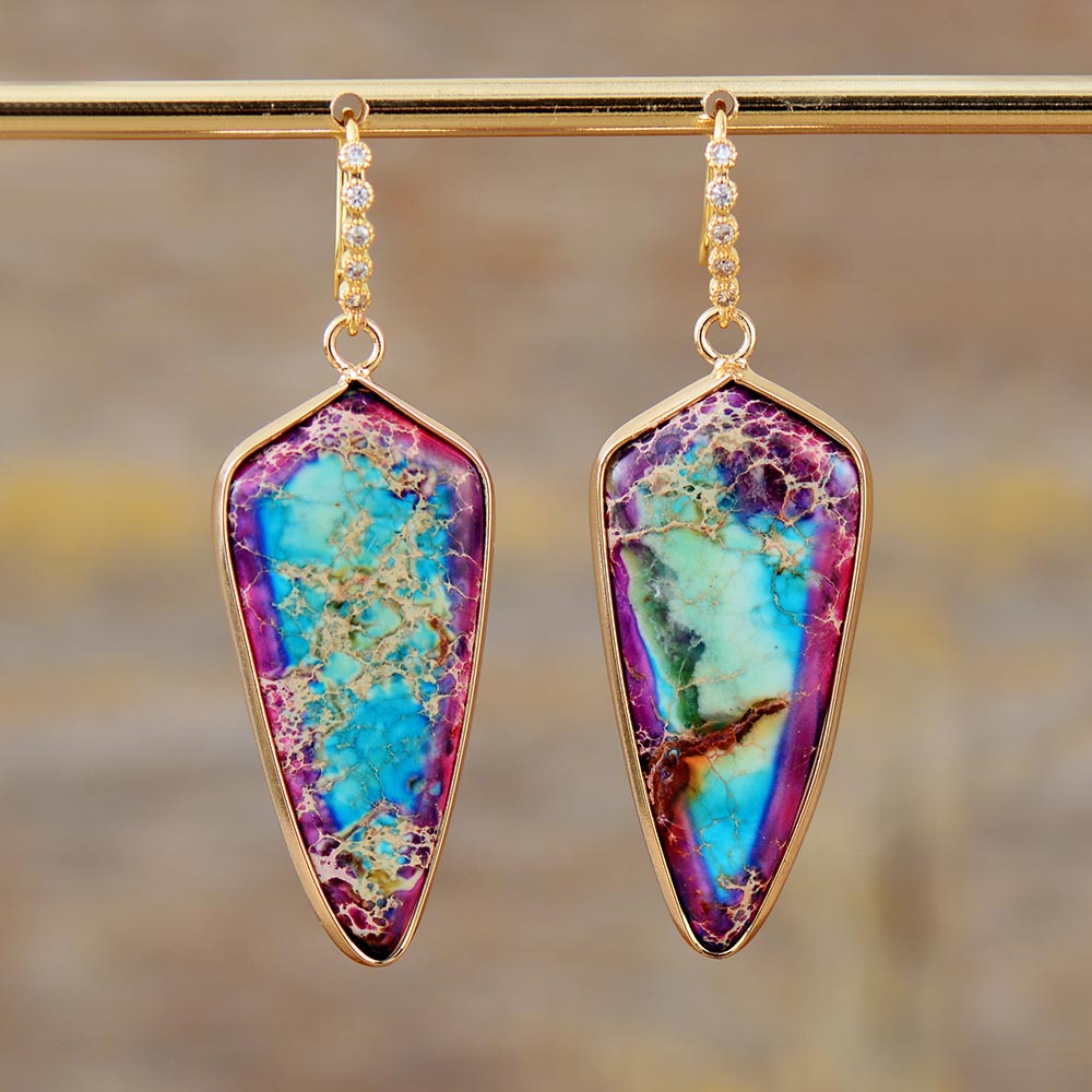 Natural Jasper & Zircons Earrings