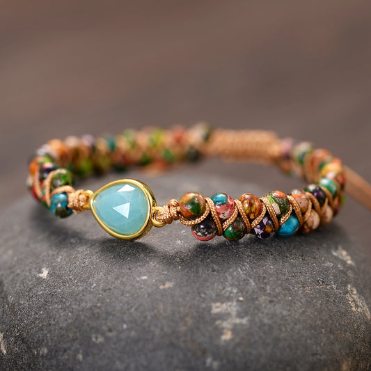 Natural Jasper & Amazonite Wrap Bracelet