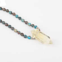 Load image into Gallery viewer, Natural Citrine Double Point Pendant with Ocean Jasper Stone Beads Necklace
