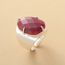 Load image into Gallery viewer, Natural Rhodonite Silver Cuff Ring
