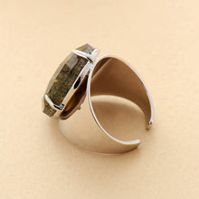 Load image into Gallery viewer, Natural Labradorite Silver Cuff Ring
