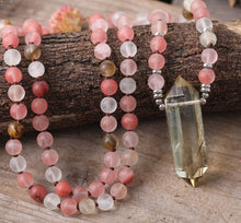 Load image into Gallery viewer, Natural Watermelon Stone &amp; Double Point Citrine Necklace
