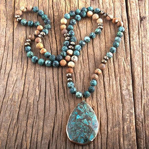 Natural Turquoise & Jasper Bohemian Necklace