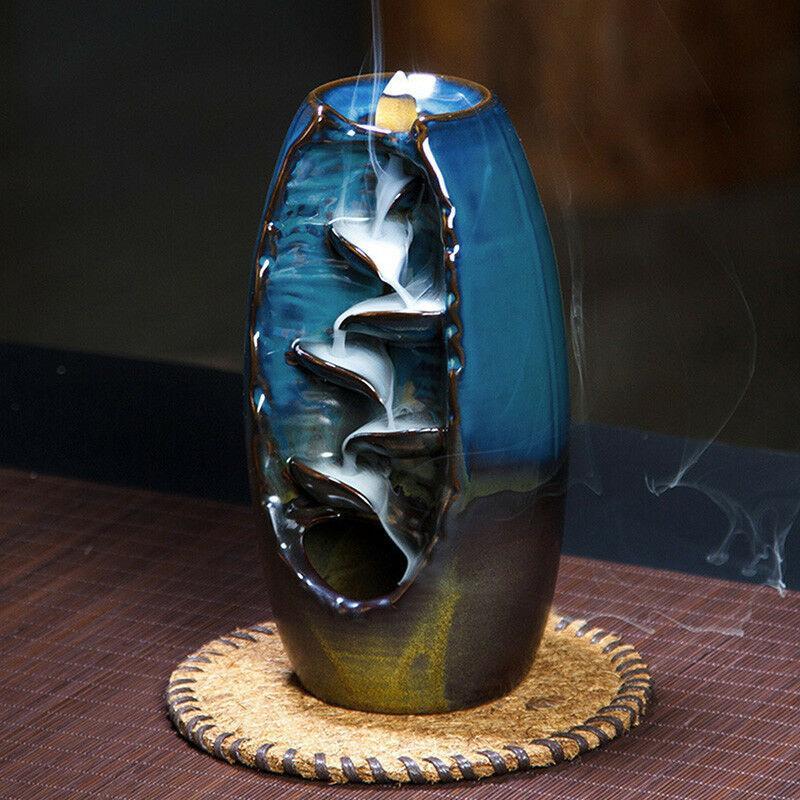 Ceramic Mountain Waterfall Backflow Incense Burner + 50 incense cones