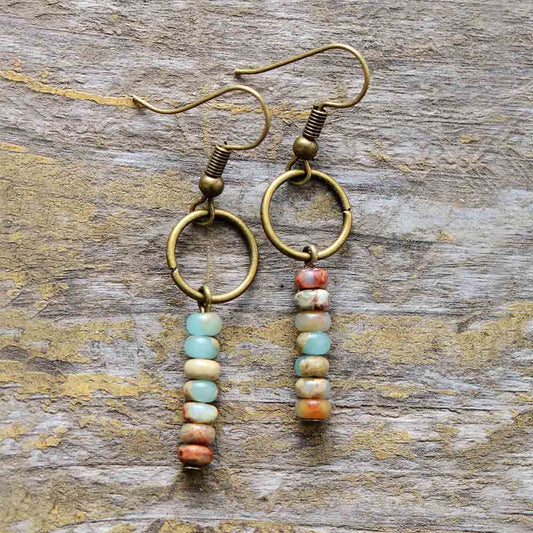 Vintage Natural Jasper Ston Earrings