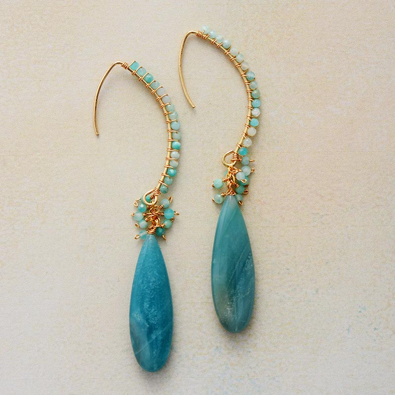 Ethnic Drop Earrings with Amazonite Stones