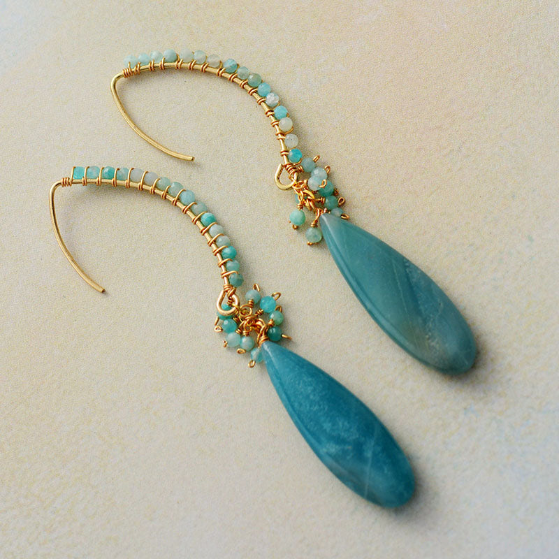 Ethnic Drop Earrings with Amazonite Stones