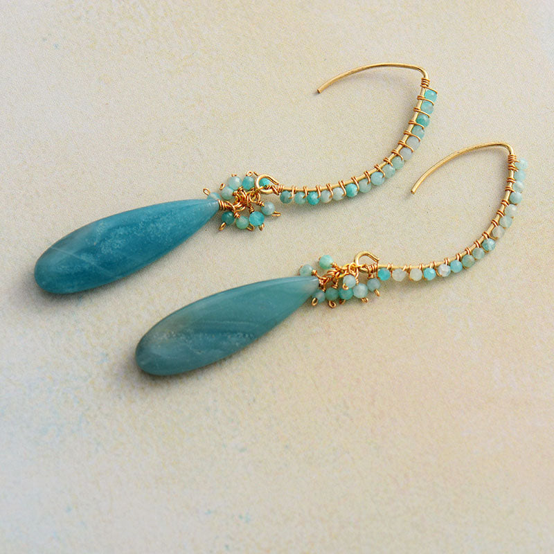 Ethnic Drop Earrings with Amazonite Stones