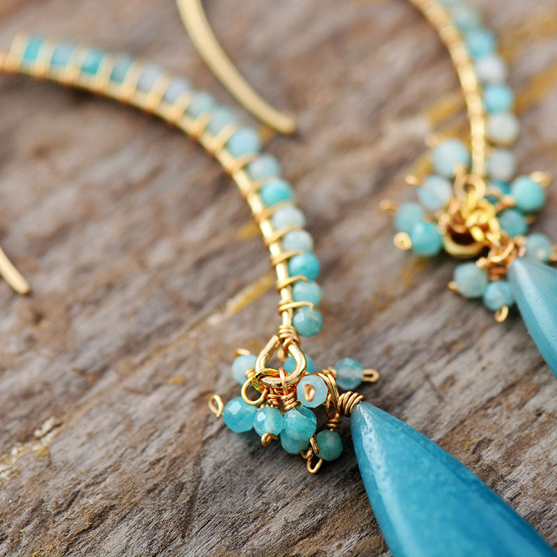 Ethnic Drop Earrings with Amazonite Stones