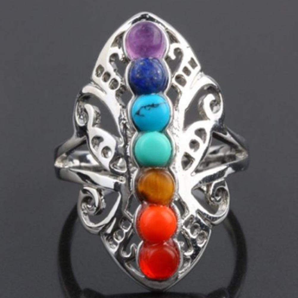 Silver 7 Chakra Boho Ring