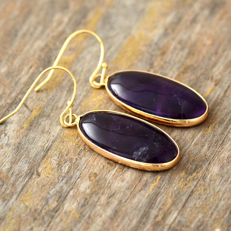 Natural Blue Onyx / Amethyst Dangle Earrings