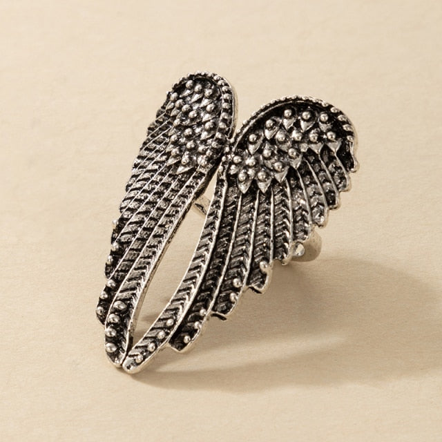 11:11 Vintage Silver Angel Wings Ring