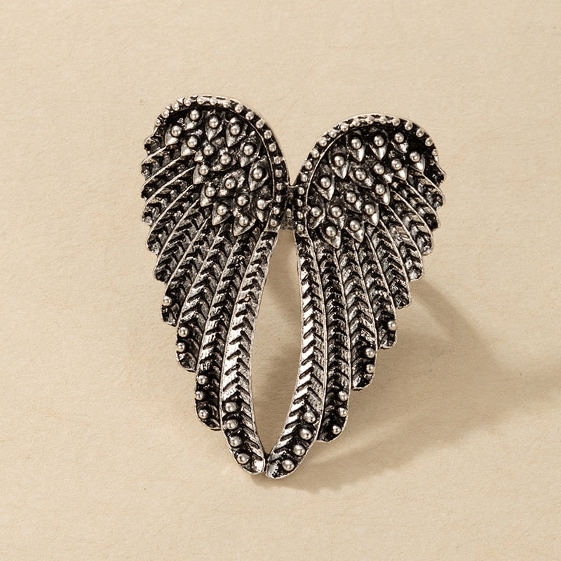 11:11 Vintage Silver Angel Wings Ring