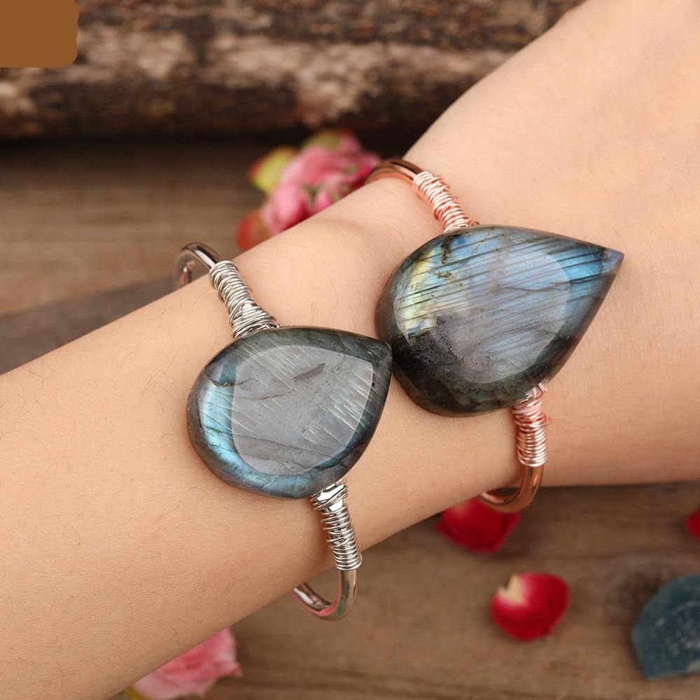 Natural Flash Labradorite Cuff Bracelet