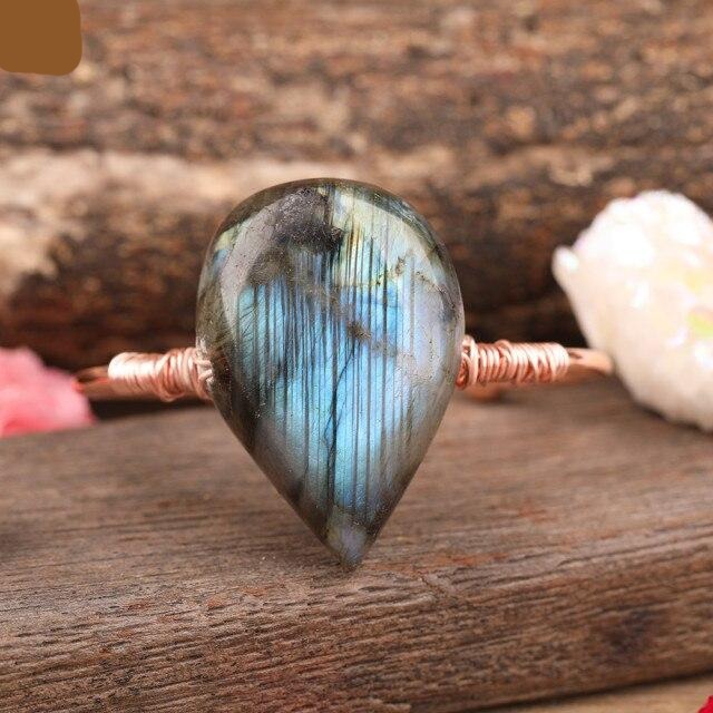 Natural Flash Labradorite Cuff Bracelet