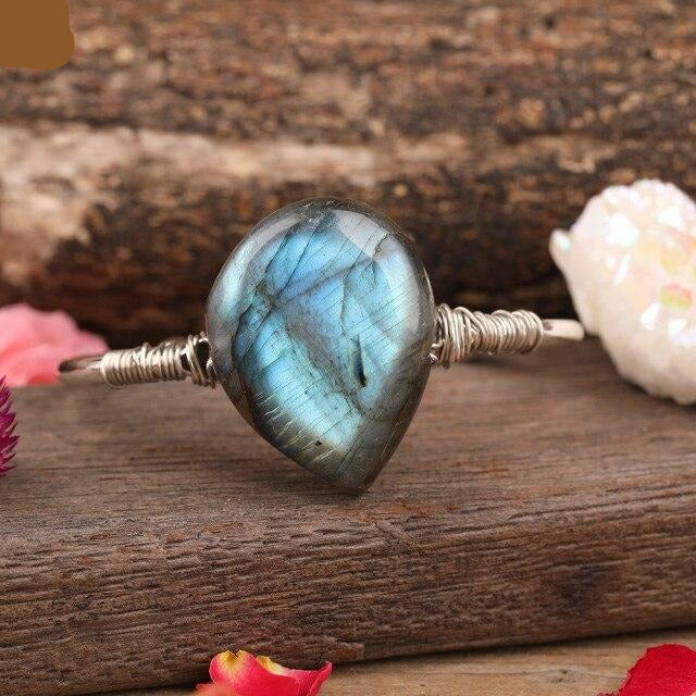 Natural Flash Labradorite Cuff Bracelet