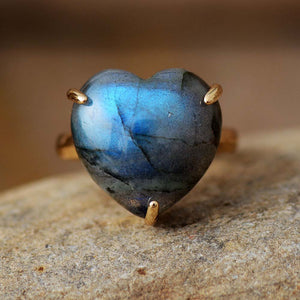 Natural Gemstone Heart Ring