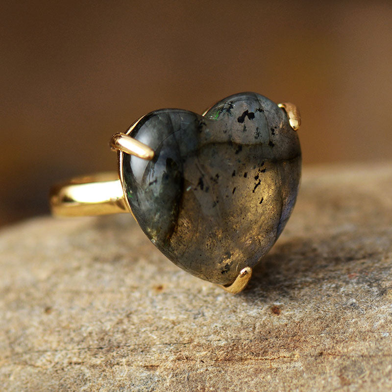 Natural Gemstone Heart Ring