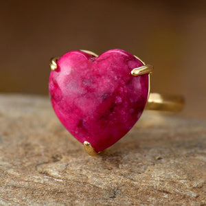Natural Gemstone Heart Ring
