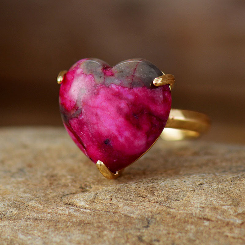 Natural Gemstone Heart Ring