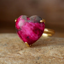 Load image into Gallery viewer, Natural Gemstone Heart Ring
