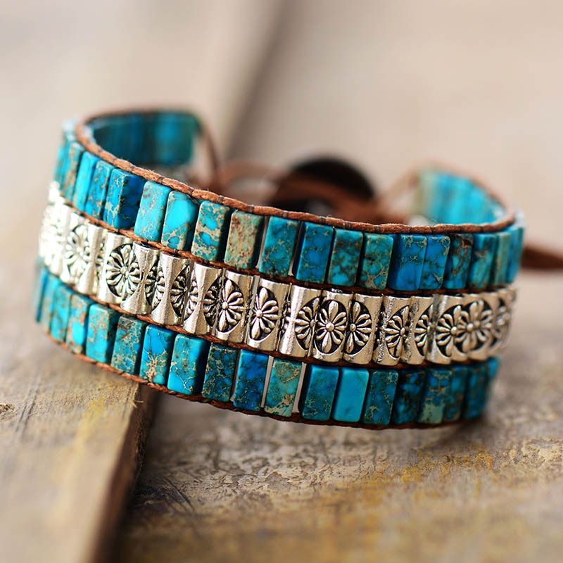 Handmade Turquoise Leather Wrap Bracelet