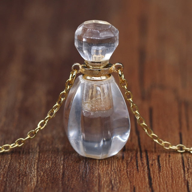 Natural Stone Perfume Bottle Necklace