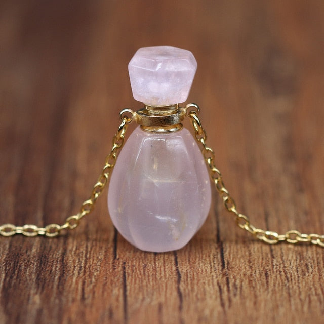 Natural Stone Perfume Bottle Necklace