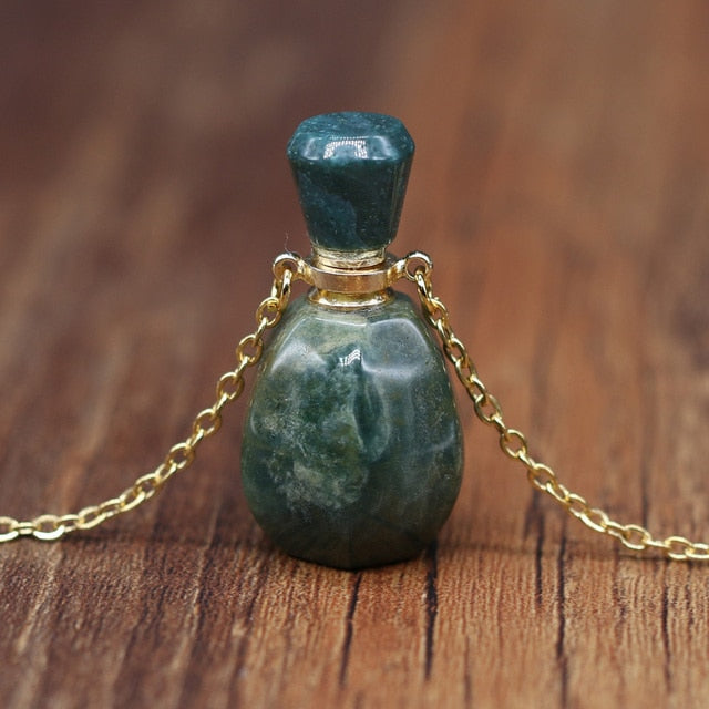 Natural Stone Perfume Bottle Necklace