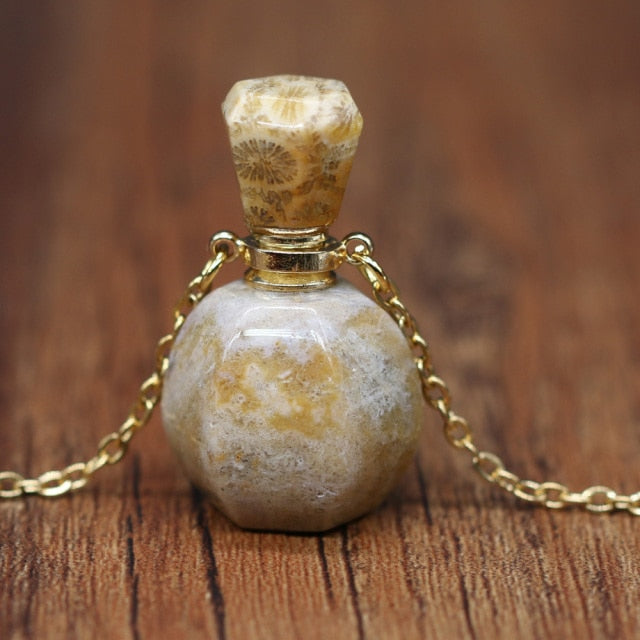 Natural Stone Perfume Bottle Necklace