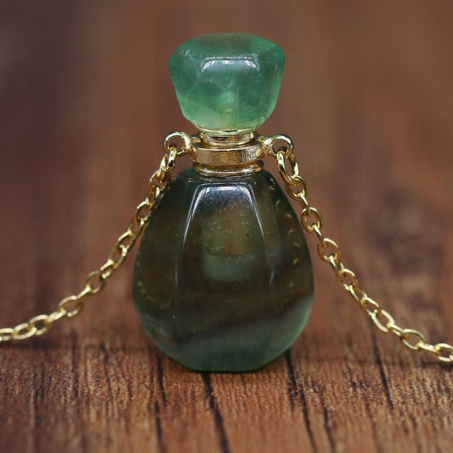 Natural Stone Perfume Bottle Necklace