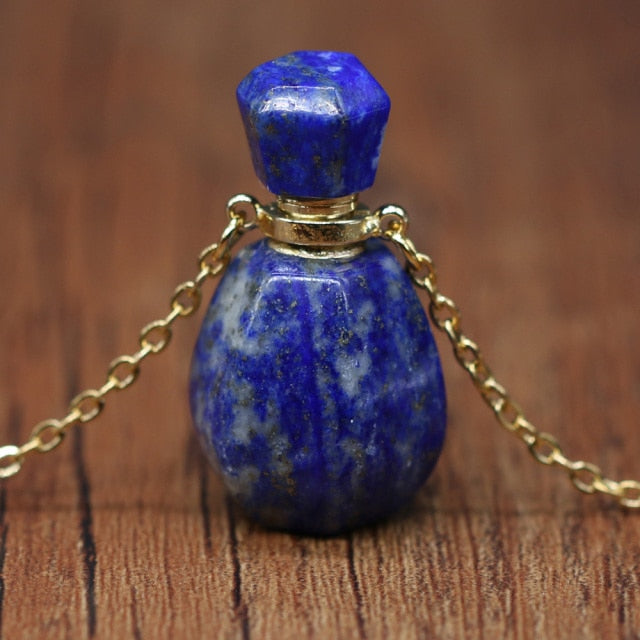 Natural Stone Perfume Bottle Necklace