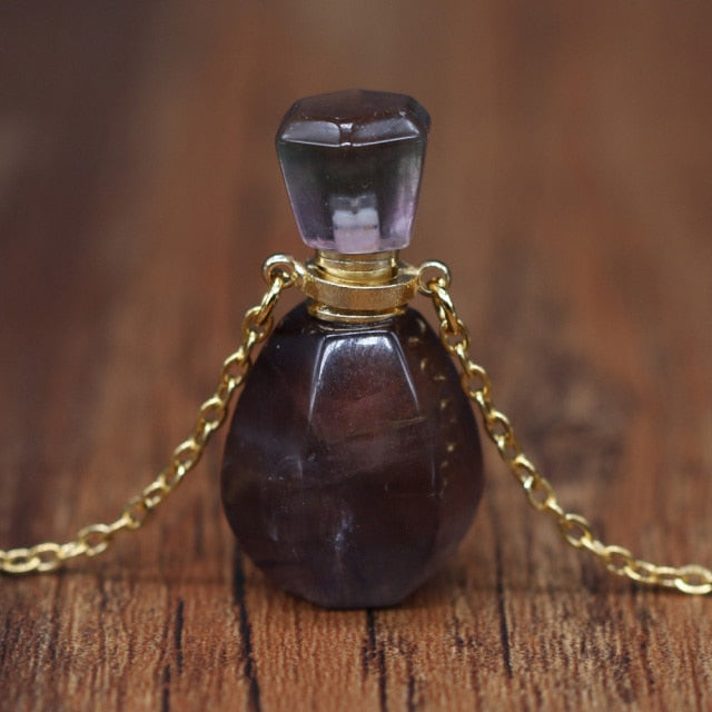 Natural Stone Perfume Bottle Necklace