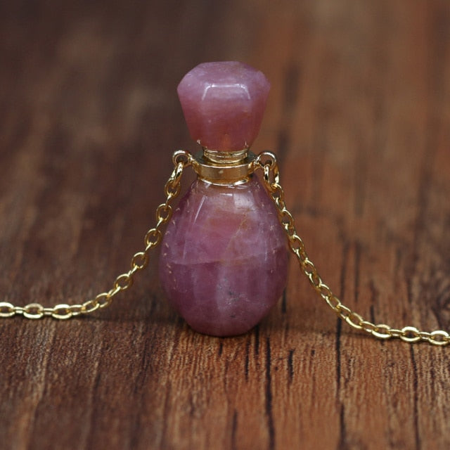 Natural Stone Perfume Bottle Necklace