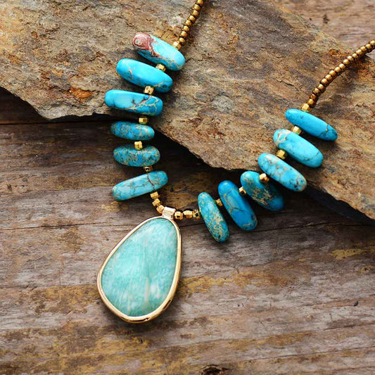 Natural Jasper & Amazonite Necklace