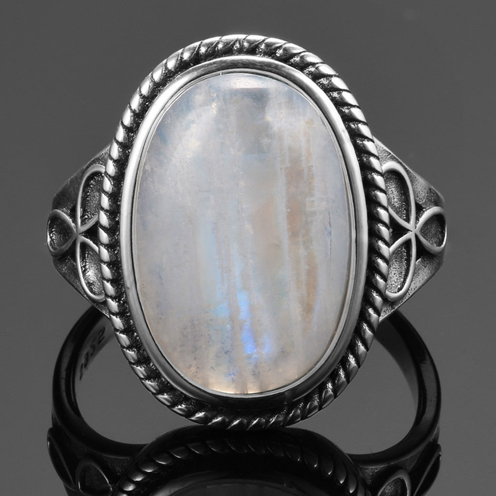Natural Moonstone 925 Silver Ring