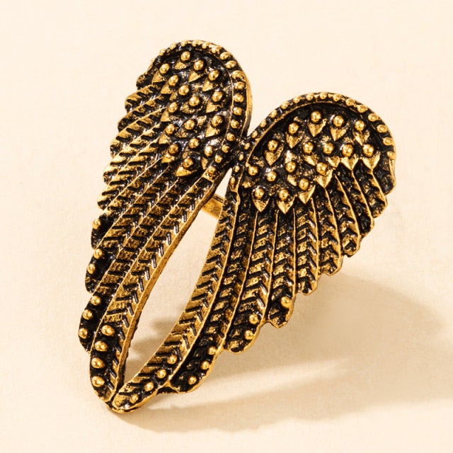 11:11 Vintage Silver Angel Wings Ring