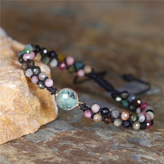 Natural Tourmaline & Indian Agate Wrap Bracelet