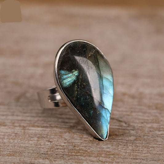 Natural Flash Labradorite Ring