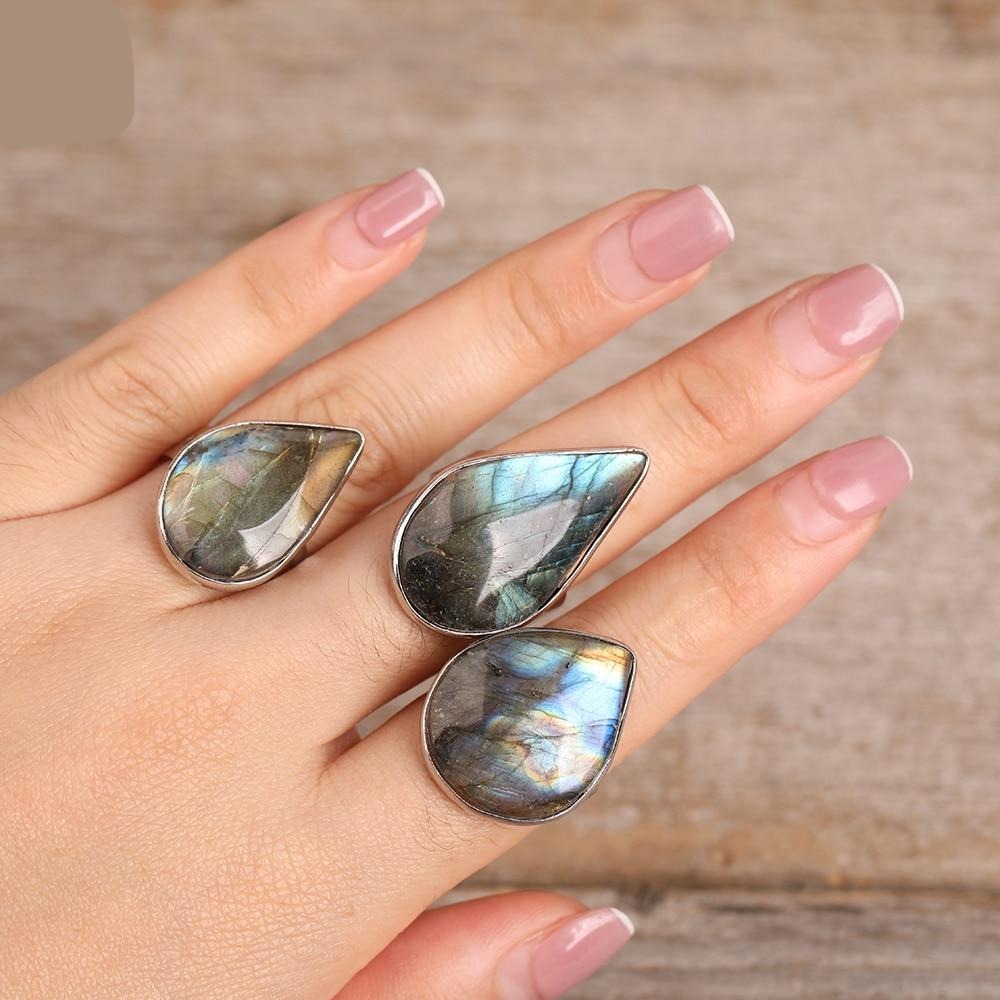 Natural Flash Labradorite Ring