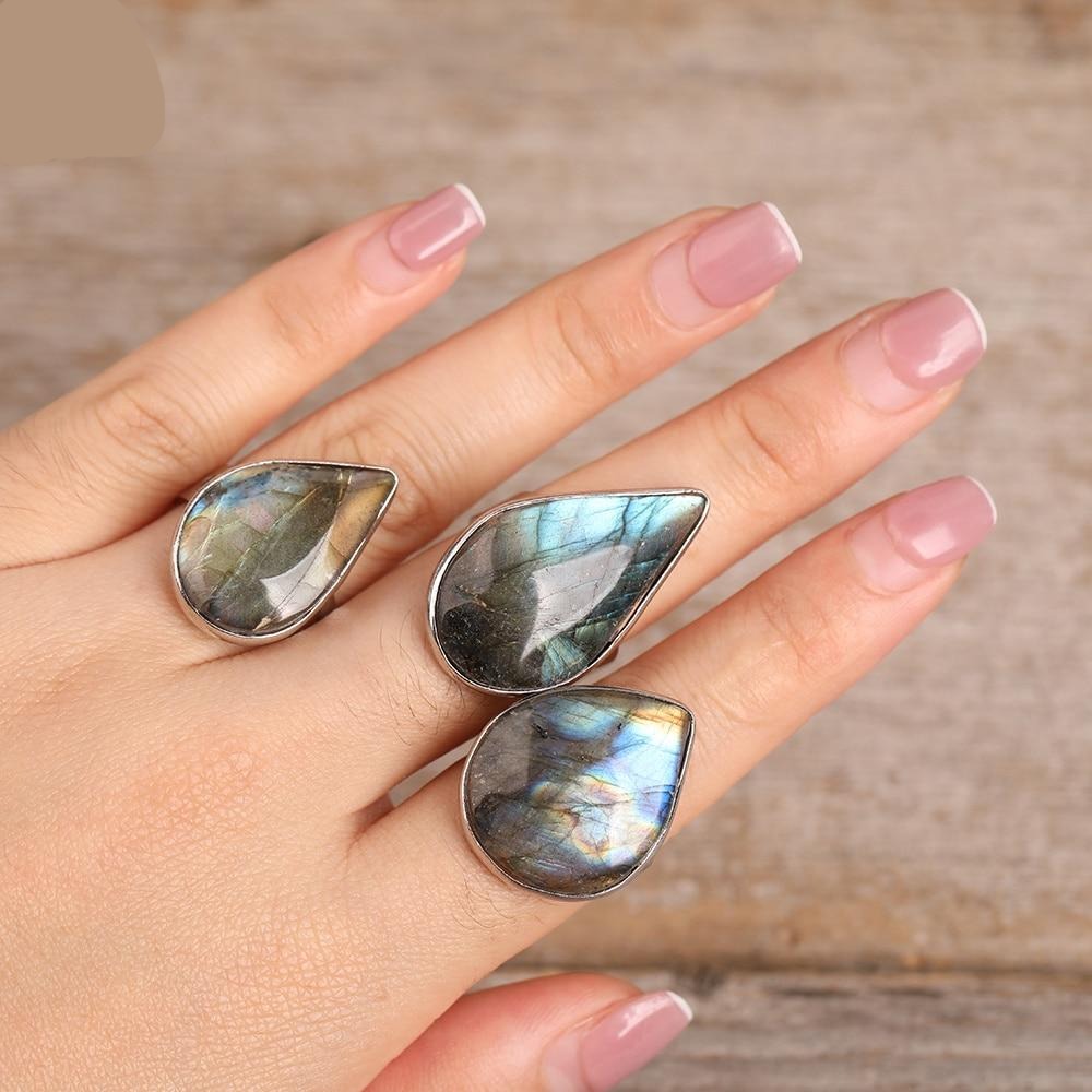 Natural Flash Labradorite Ring