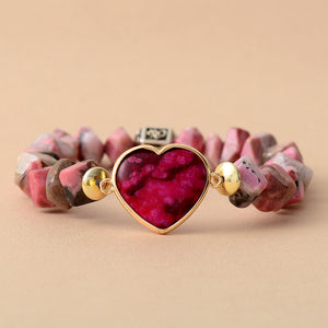 Natural Rhodonite Tibetan Heart Bracelet