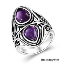 Load image into Gallery viewer, Vintage Double Amethyst Silver Ring
