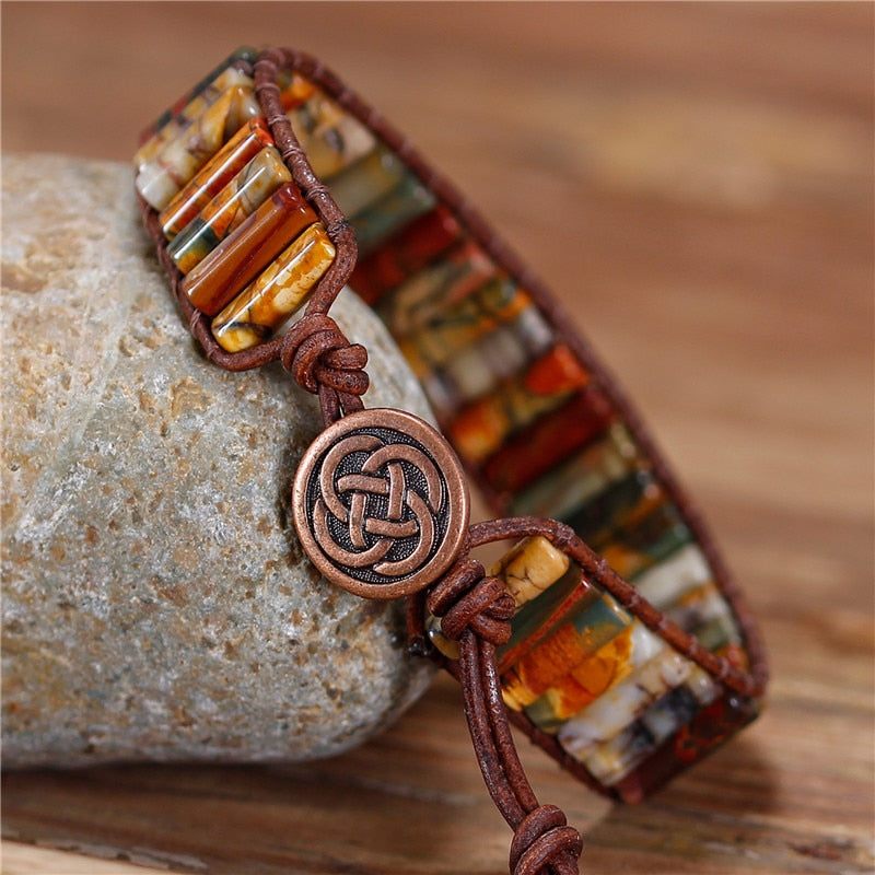 Natural Picasso Jasper Wrap Bracelet