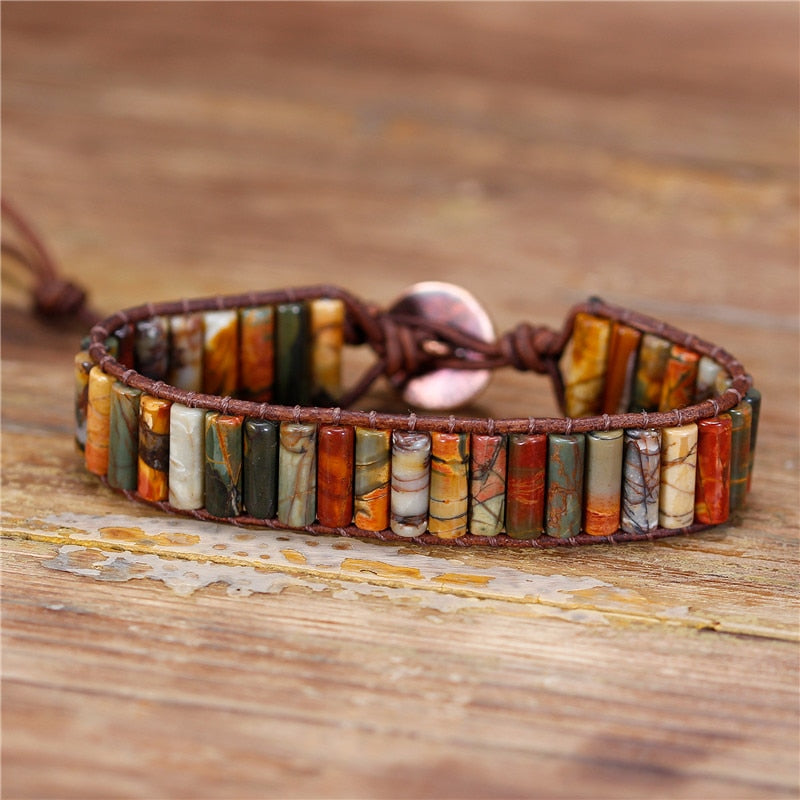 Natural Picasso Jasper Wrap Bracelet