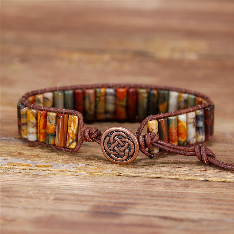 Natural Picasso Jasper Wrap Bracelet